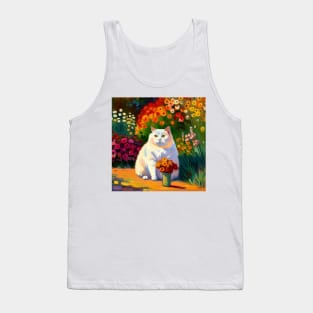 Great White Derp Cat in the garden Tank Top